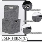 Cube Storage Bins 13×13 Inch Linen Foldable Box with Handles, Collapsible Organization Basket Set of 4 Large Capacity Drawer for Closet Shelf Cabinet Bookcase Bedroom, Black - color: Black