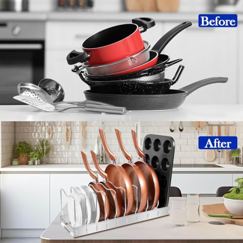 2Pack Lid Organizer Pot Lid Organizer Detachable and Adjustable Pots and Pans Organizer for Kitchen Cabinet Storage for Pots and Pans, Cutting Boards, Cooking Utensils - size: 2 Pack