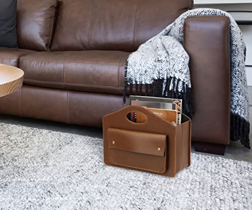 HofferRuffer Magazine Basket Holder, Foldable Magazine Rack, Document File Holder Organizer, File Folder, Newspaper Storage Bin Organizer for Home or Office (Brown) - color: Brown