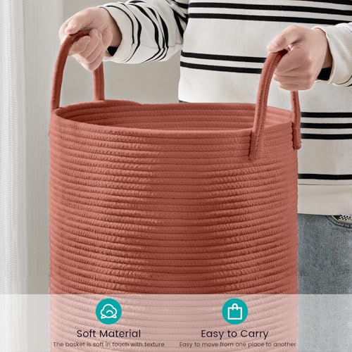 YOUDENOVA Laundry Hamper Basket, Woven 58L Tall Laundry Basket for Blanket Organizer- Clothes Hamper Baby Nursery Hamper for Blanket Storage in Bedroom - color: Rust, size: Tall (58L )