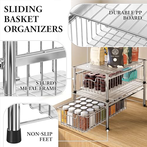 Simple Houseware Stackable Basket Drawer, Chrome - color: Chrome, size: 1-tier