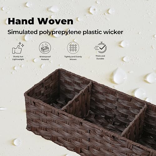 GRANNY SAYS Bathroom Baskets for Organizing, Wicker Baskets for Shelves, Toilet Storage Basket with Dividers, Small Basket for Organizing, Brown, 2-Pack - color: Brown