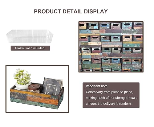 TIMRIS Farmhouse Distressed Wooden Storage Box, Rustic Bathroom Decor Box, Decorative Toilet Tank Basket Nice Butt, Solid Reclaimed Wood Organizer Box with Handles (Random) - color: Random