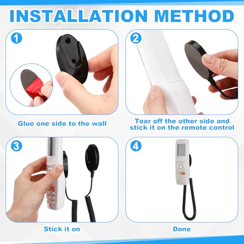 4 Pack 43 Inch Magnetic Remotes Control Holder with Spring Ropes Retractable Cord Remote Holder Wall Mount Anti-Loss Remote Control Leash Wall Mount for Projector TV Fan Couch, Bedside Table - size: 43 Inch