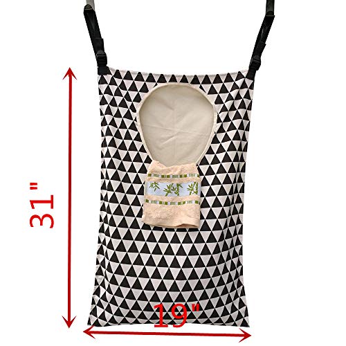 Adjustable Space Saving Door Hanging Laundry Hamper Bag with Stainless Steel Hooks