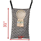 Adjustable Space Saving Door Hanging Laundry Hamper Bag with Stainless Steel Hooks