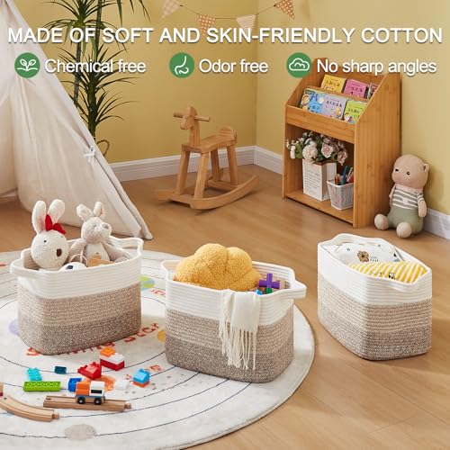 OIASKET Storage Basket for Organizing, Woven Baskets for Storage, Rectangle Decorative Baskets for Shleves, Closet, Toys, Books, Nursery Organizer Bins - Pack of 3 (Gradient Yellow, 13"x9.85"x8.7") - color: Gradient Yellow, size: 13"x9.85"x8.7"