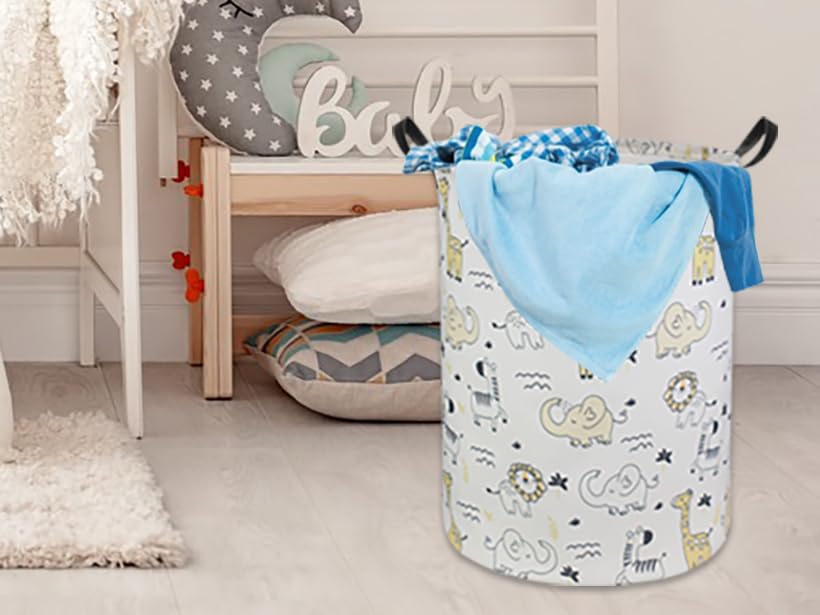 Baby Laundry Hamper Basket Baby Hamper for Nursery Boy and Girl Cute Kids Toys Storage Bin Organizer Animal Room Decor(Animals) - color: Animals