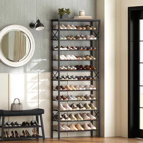 YATINEY 12 Tier Shoe Rack, Large Capacity Shoe Storage Organizer Holds 48 Pairs, Sturdy and Stable, for Entryway, Hallway, Closet, Dorm Room, Charcoal and Black SS12BC - color: Charcoal + Black, size: 27.8" x 10.8" x 79.3"