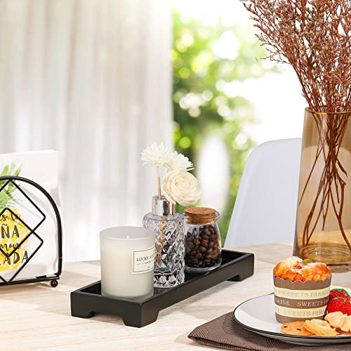 Luxspire Bathroom Vanity Tray, Resin Black Bathroom Tray Toilet Tank Tray, 11.2x4.1 inch Kitchen Sink Trays, Countertop Organizer for Candles Soap Towel Perfume Holder Jewelry Dish, Small, Matte Black - color: C - Black, style: Small