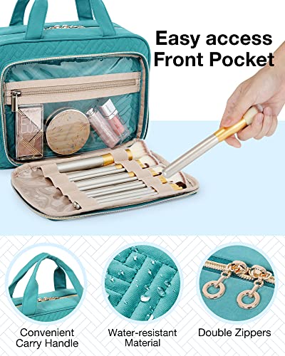BAGSMART Toiletry Bag Hanging Travel Makeup Organizer with TSA Approved Transparent Cosmetic Bag Makeup Bag for Full Sized Toiletries, Large-Blue - color: Blue, size: Large