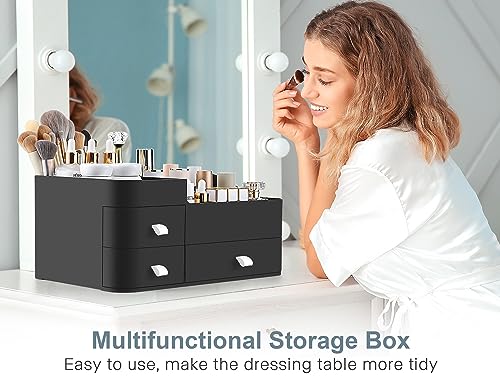 Cologne Perfume Organizer With Drawers,Large Perfumes Vanity Countertop Storage,Perfume Stand for Cologne, Deodorant, Beard, Shaving Lotion,Skincare,Dresser Organizer Room Decor for Men,Gifts for Men - color: Black-Large