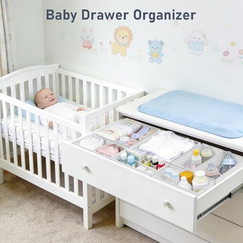 DIMJ Drawer Organizer Clothes - 30 Pack Closet Drawer Organizer Bins for Baby Clothes Storage, Fabric Dresser Organizer for Nursery Bedroom, Foldable Small Drawer Dividers for Underwear Socks - color: White, size: 30 Pack