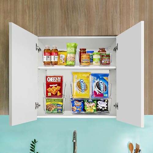 Sorbus Stackable Storage Bins Open Front - Clear Stackable Storage Bins - Pantry Bins for Storage and Organization - Acrylic Stackable Bins for Kitchen - Clear Pantry Organizer Bins (Large 4 Pack) - size: Large, style: 4 Pack