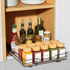 RCHYFEED Pull Out Spice Rack Organizer for Cabinet,Slide out Spice Organization for Inside Cabinets,Heavy Duty Seasoning Organizer Fits Kitchen and Pantry,Sauces,Canned (10.5''Wx10.5''Dx2.5''H) - size: 1 Tier-10.5''Wx10.5''Dx2.5''H