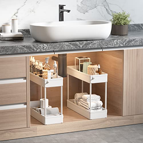SOLEJAZZ Slim Rolling Storage Cart with Wheels 4 Tier Skinny Bathroom Storage Organizer Narrow Shelf Unit Thin Laundry Room Utility Cart for Bedside Kitchen Office Next to Fridge Small Places, White - color: White, size: 4-Tier, 4.76"D