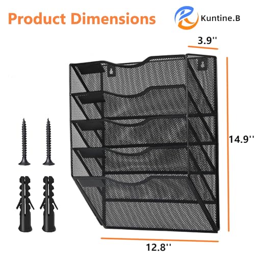 Kuntine.B Wall File Organizer Office Hanging Magazine Holder Wall File Organizer for Office Home (Black, 5 Tier) - color: Black, size: 5 Tier & No Hangers