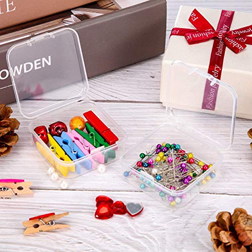 48 Packs Clear Small Plastic Containers Transparent Storage Box with Hinged Lid for Small Items Crafts Jewelry (2.12 x 2.12 x 0.79 Inches) - size: 2.12 x 2.12 x 0.79 in