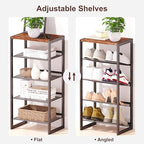 CHEMPFR Narrow 5-Tier Shoe Rack, Slim Space-Saving Shelf with Decorative Wood Top & Steel Mesh, Entryway/Closet/Dorm Organizer, 16.5x11.8x36 Inches - size: 5 Tier (16.5″x11.8″x36″)