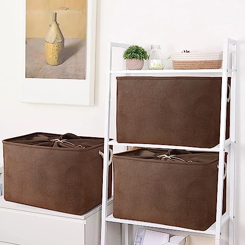 TheWarmHome Organization and Storage for Organizing - Extra Jumbo 3 Pack 20.5x15.7x13.8 inch Fabric Storage Bin for Shelves, Storage cubes for Decorative Shoes Towel Blanket Closet (Brown) - color: Brown, size: 3PCS/Extra Jumbo - 20.5Lx15.7Wx13.8H