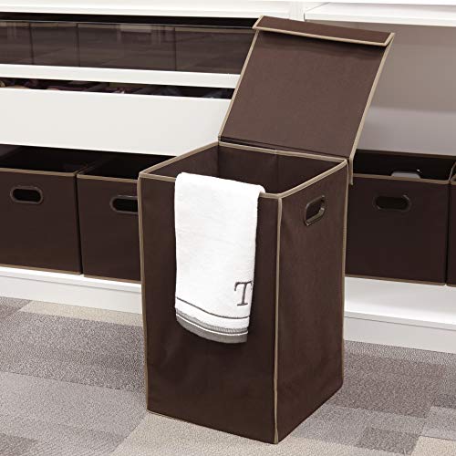 Simple Houseware Foldable Laundry Hamper Basket with Lid, Brown - color: Bronze