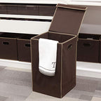 Simple Houseware Foldable Laundry Hamper Basket with Lid, Brown - color: Bronze