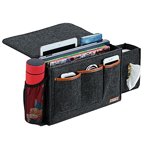 Zafit Bedside Caddy, Large Size Storage Organizer - Bedside Organizer for Magazine, Remotes, Phone (13.4'' x 18.1'' Tissue Box Holder, Dark Grey) - color: Dark Grey, size: 13.4'' x 18.1'' Tissue box holder