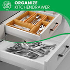 Bamboo Drawer Organizer Set, 5-Piece Storage Trays for Kitchen, Bathroom, Office Desk, Makeup & Junk Drawers,Utensils