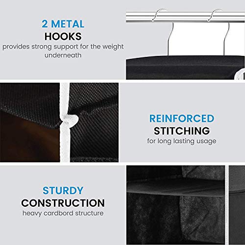 ZOBER Hanging Closet Organizer, 5-Shelf - Hanging Storage Organizer Shelves for Clothes, Towels, Toys - College Dorm Room, Nursery, & Home Closet - color: Black, size: 5-Shelf