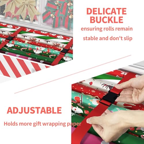Safana Wrapping Paper Organizer Storage Bag, 42" Durable 600d Oxford Wrapping Organizer Box Under Bed Storage Containers for Decorations Paper Rolls, Ribbons, Balls, Bows (Red Stripe) - color: Red Strip, size: 42inch