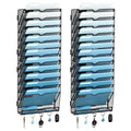 SUPEASY 13-Tier Wall File Holder Organizer with Hooks, Mesh Hanging File Organizer, Mail Organizer Wall Mounted for Papers, Folders, Office Magazine Rack, Assembly Needed, Black 2 pack