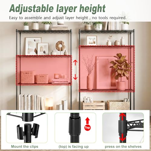 BestOffice 4-Tier Wire Shelving Unit, 800 LBS Heavy Duty Metal Storage Shelves, Adjustable Wire Shelf for Garage, Kitchen, Pantry, Utility Shelving Rack with Leveling Feet, Black - color: Black, size: 35"D x 13.4"W x 53.7"H