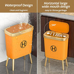 Procade Bedroom Trash Can with Lid,Slim Bathroom Trash Cans with Lids, Dog Proof Trash Bin with Press Top Lid,Modern Gold Trash Can Plastic Waste Basket for Living Room, Office,Kitchen, 4 Gal-Orange - color: Orange