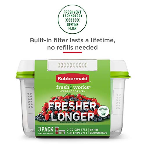 Rubbermaid FreshWorks Produce Saver, Medium Produce Storage Containers, 2 Pack - size: 2-Pack, 7.2 Cup