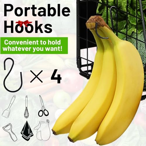 2 Set Magnetic Shelf for Refrigerator with Wood Lid, Fruit Potato & Onion Storage Bins, Pantry Organizers & Storage, Large Container Magnetic Spice Rack for Refrigerator, Kitchen Counter, Cabinet - color: Black, size: 2-Regular