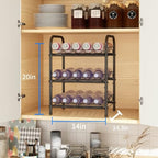 GILLAS 3 5 6 7 8 Tier Water Bottle Storage, Metal Beverage Can Rack,Large Capacity Bottled Rack Water Bottle Holder Stand for Cabinet, Countertop Kitchen, Party, Black - size: 3 Tier Without Wooden Top