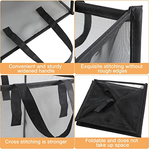 Zopeal 1 Pack Popup Laundry Hamper 13 Inch Collapsible Laundry Baskets with Handles Mesh Clothes Baskets Portable Single Layer Foldable Clothes Hamper Square Bin for Washing (Black,Single-layer) - color: Black, size: Single-layer