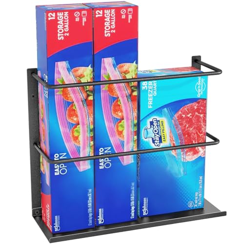 Gypie Kitchen Wrap Organizer Door Mount, Aluminum Foil Holder Cabinet Door Organizer Cabinet Storage Basket for Kitchen Wrap/Food Bag Storage, Black - color: Black, size: 1 Pack