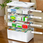 ARSTPEOE 4-Tier Medicine Organizer - Portable Medicine Cabinet with Plastic Handle, Multipurpose Medical Box, Empty First Aid Kit for Home - size: Extra Large 4 Tier