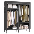 SONGMICS Wardrobe Closet, 65 Inch Heavy Duty Portable Closet, Freestanding Closet Organizer, Clothes Rack with Cover, 2 Hanging Rails, 3 Shelves,4 Side Pockets,Black URDR301B02