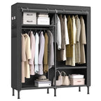 SONGMICS Wardrobe Closet, 65 Inch Heavy Duty Portable Closet, Freestanding Closet Organizer, Clothes Rack with Cover, 2 Hanging Rails, 3 Shelves,4 Side Pockets,Black URDR301B02