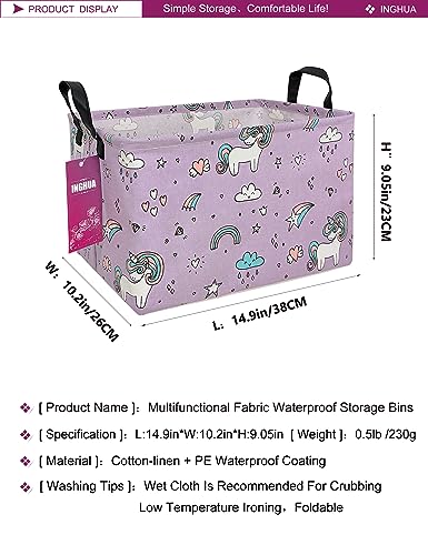 Rectangular Storage Basket Fabric Organizer Bin for Toys,Books,Clothes,Gifts,Pets-Perfect for Home,Office,Nursery,Dorm,Shelf(Rec-Unicorn) - color: Rec-Unicorn