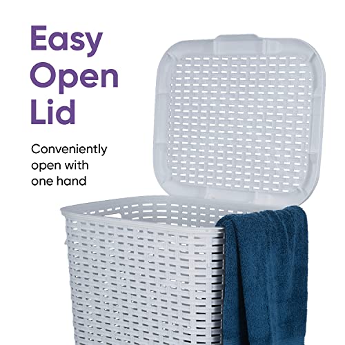 Superio Slim Deluxe Laundry Hamper Wicker, 60 Liter Ivory, Beige, Model:502-503-504 - color: White Smoke, size: 1-pack