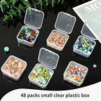 SATINIOR 48 Packs Clear Small Plastic Containers Transparent Storage Box with Hinged Lid for Items Crafts Jewelry (1.7 x 1.7 0.79 Inches) - size: 1.7 x 1.7 x 0.79 in