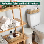 dreamkey Set of 2 Water Hyacinth Toilet Paper Storage Baskets, Wicker Bathroom Organizer for Toilet Tank Top, Small Hand-Woven Decorative Nesting Baskets with Handles - style: Rustic