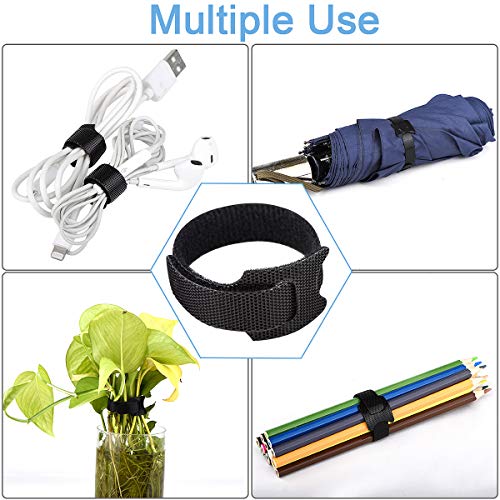 Nettbe 60 PCS 6 Inches Reusable Cable Ties, Adjustable Cord Straps Wire Organizer Cord Wrap and Hook Loop Cable Management - size: 6inches-60pcs