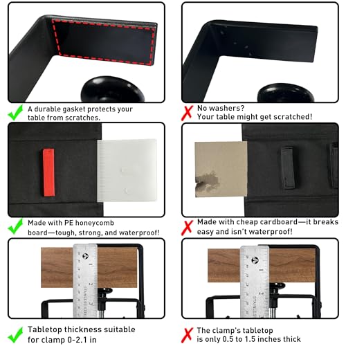 Under Desk Cable Management No Drill – 48" L x 6" W Cord Organizer, Upgraded Silicone Pads (No Scratch), 16 Cable Slots, Washable PE Honeycomb Base, Fits Desks 0–2.1" Thick, Black - color: Black, size: Upgraded with Enhanced Features-48"L x 6"W