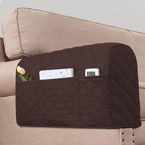 2 Pack Water Resistant Armrest Covers for Chairs and Sofas Couch Arm Covers for Sofa with 3 Pockets for Phone Sofa Arm Protector for Pets, Cats (Brown) - color: Brown