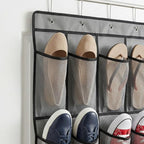 Over the Door Shoe Organizer with 35 Large Pockets Hanging Shoe Rack Storage Holder for Men Women Gray