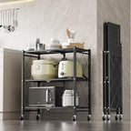 Simple Deluxe 3-Tier Folding Storage Shelves, 27.95" W x 14.96" D x 34.25" H Foldable Shelving Unit, 750 Lbs Loading Capacity, Black - color: Black, size: 3-Tier, 28"W x 15"D x 34"H